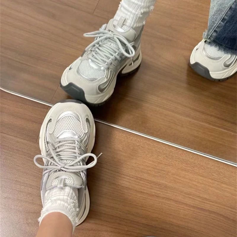 【001-099】--百搭休闲运动凉鞋2025夏季厚底镂空透气老爹鞋女