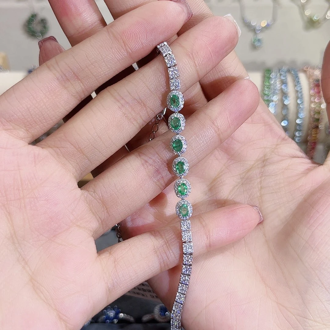 祖母绿手链银S925镶嵌喵****忆