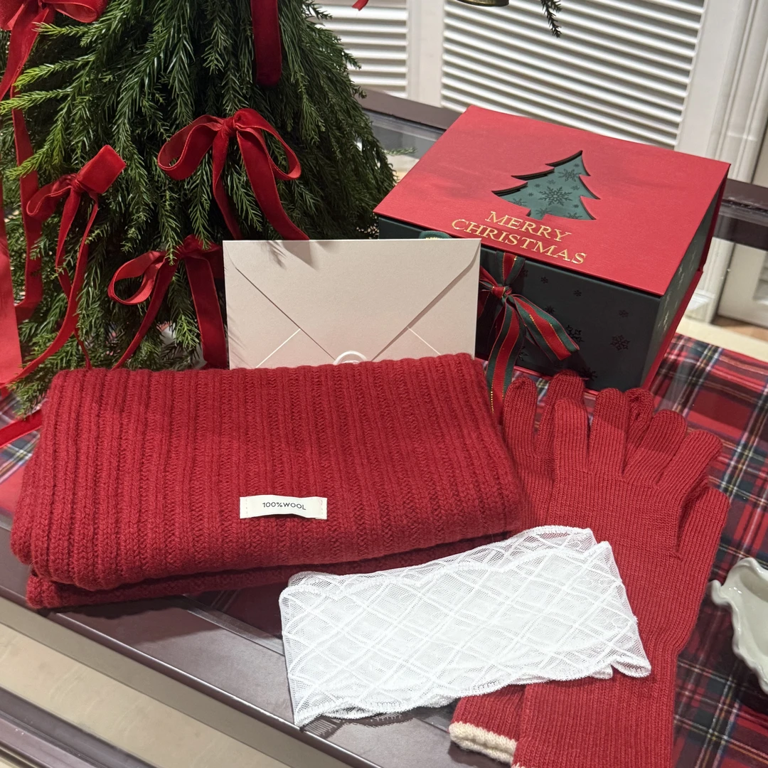 大花的礼物【圣诞配饰礼盒】韩系ins简约手套围巾丝巾礼盒