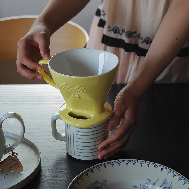 【瑕疵】Camus say 黄色2孔咖啡漏杯 13×13×11cm