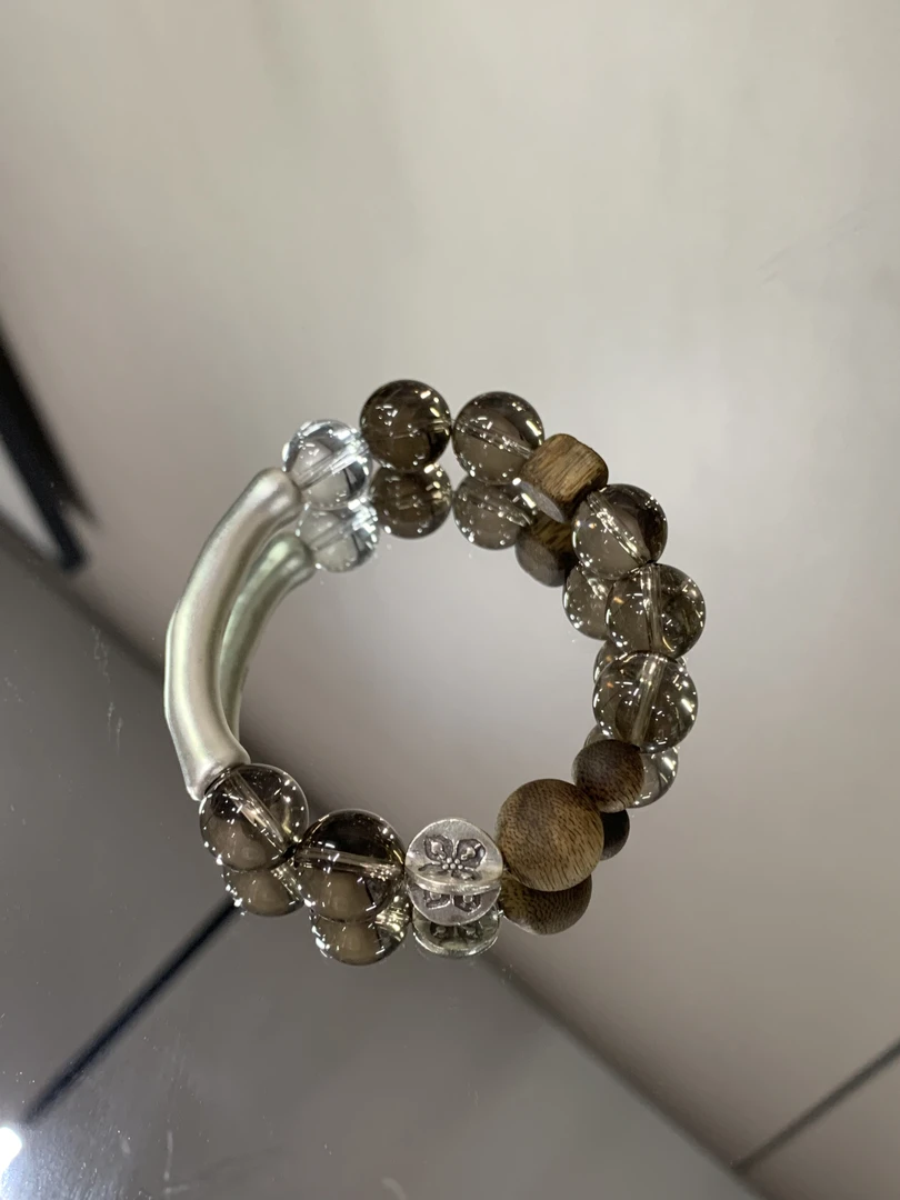 椿田•墨云衔月茶晶-S925银半镯