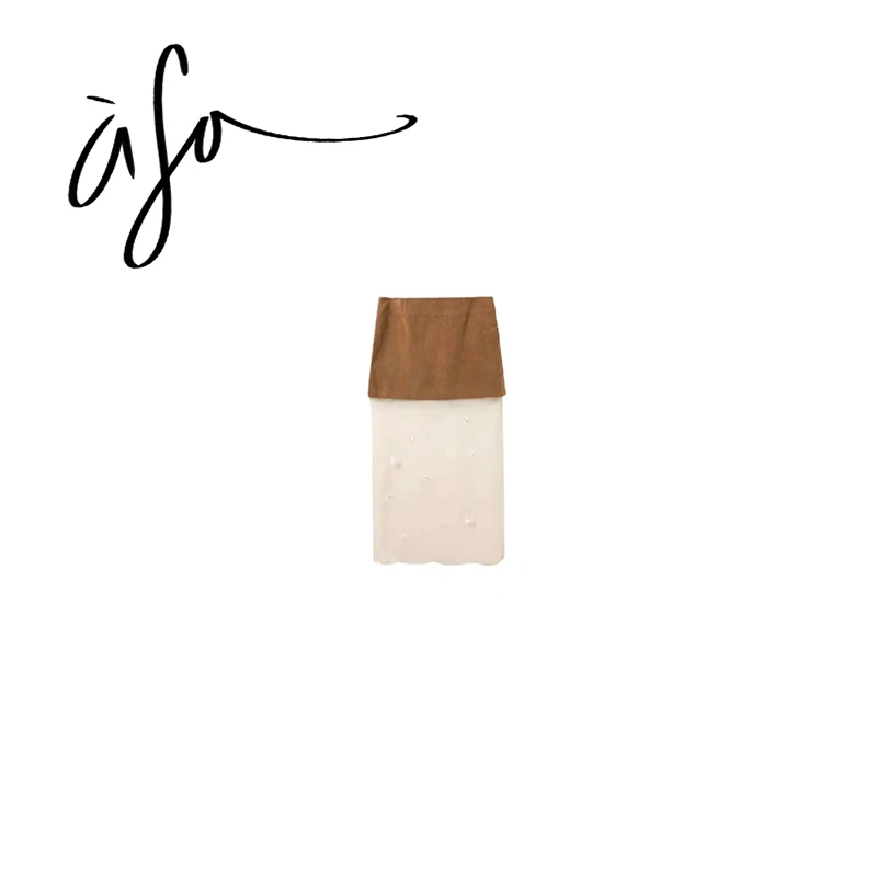 ASA-【拼纱花朵钉珠拼接半裙ic】（bq00124）