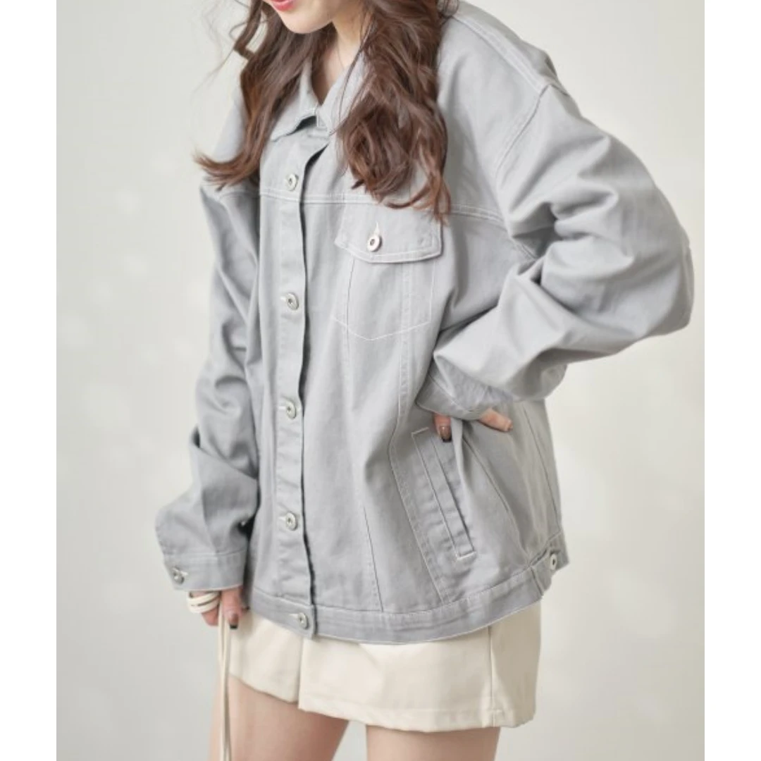 【表姐家】春季新款 N时尚休闲百搭小众薄款显瘦设计感牛仔纯色外套