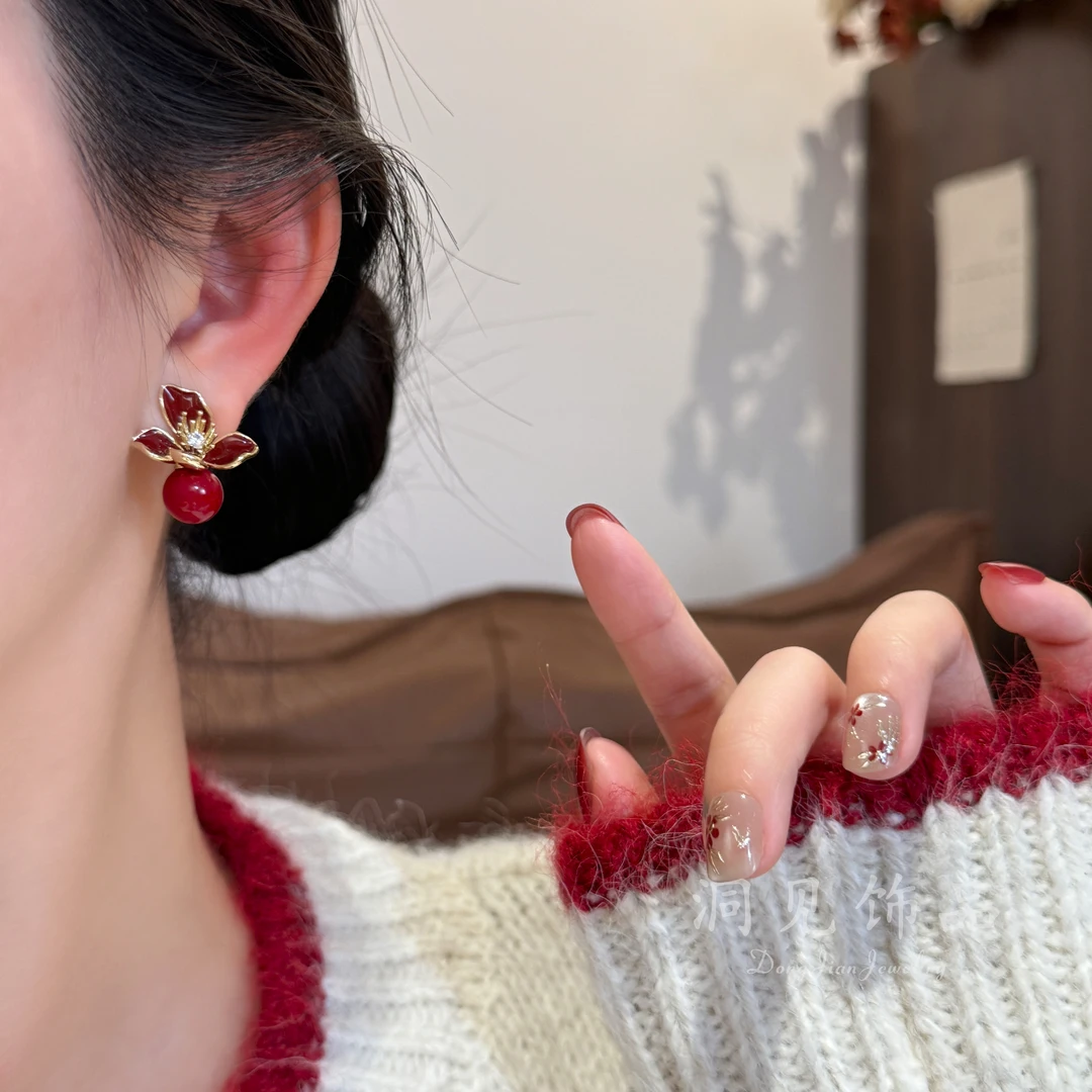 【洞见】喜庆红色过年中古高定轻奢时尚精致简约百搭不挑款ES1669