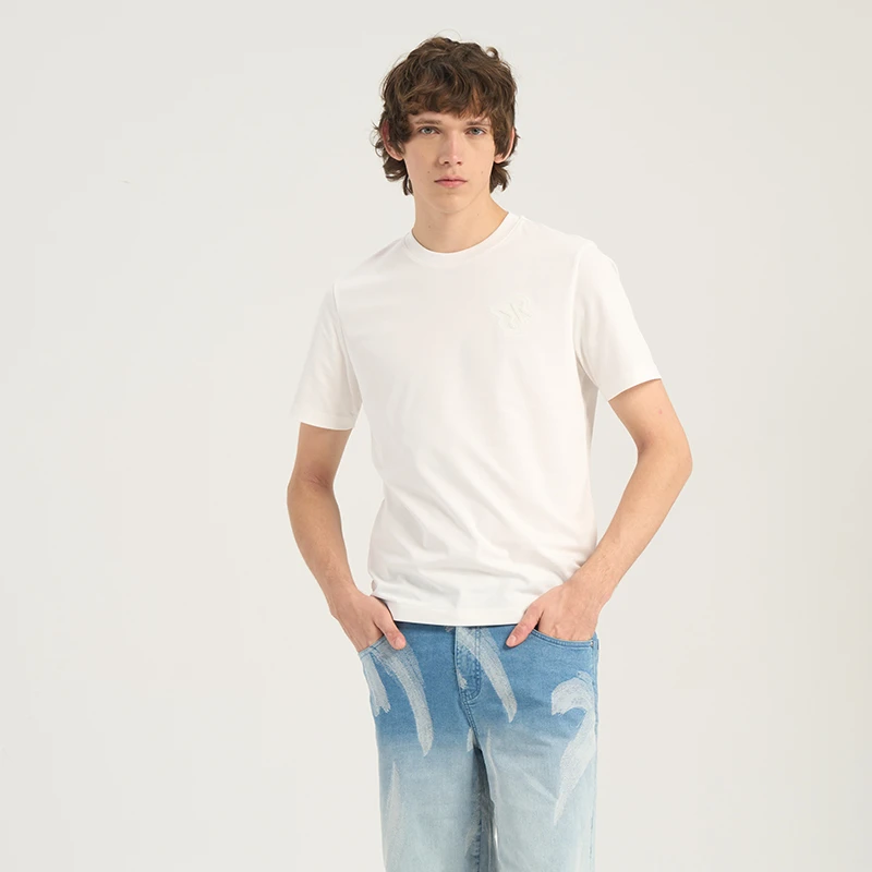 RARE威雅2025春夏新款前胸立体双R尖角钻简约圆领短袖T恤