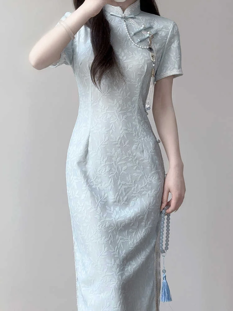 旗袍小个子2025春夏季新中式年轻款套装高贵订婚改良旗袍连衣裙子