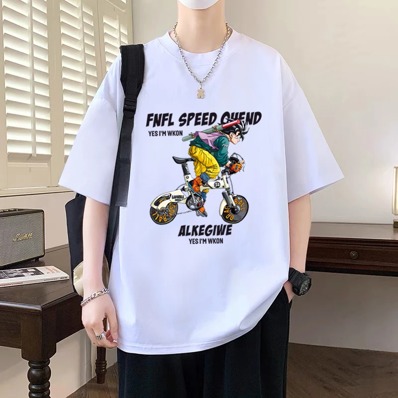 上新100%纯棉短袖t恤男宽松大码上衣美式潮牌情侣装港风学生半袖