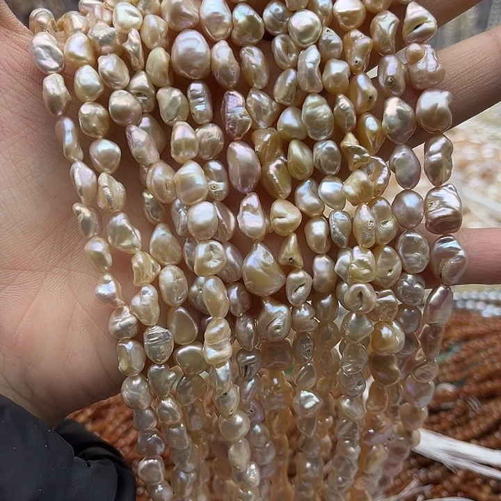 未镶嵌玛瑙/玉髓珠宝半成品一条6-8mm左右香槟糖纸巴洛克