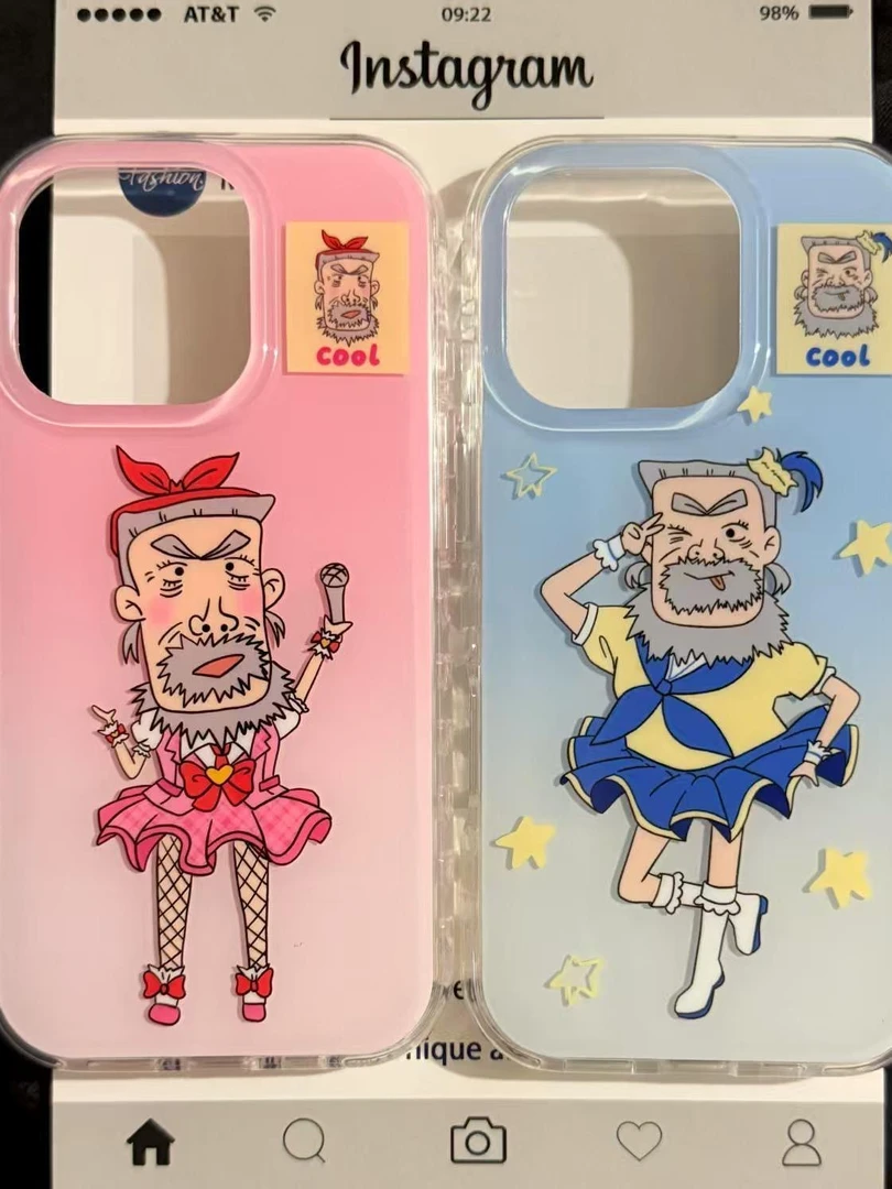 趣味搞怪牛爷爷适用苹果16Promax手机壳15磨砂vivo华为oppo小米15