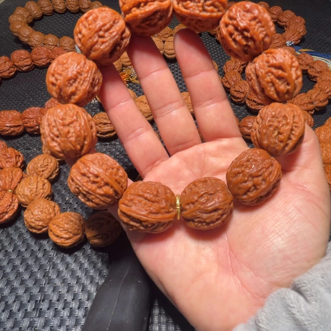 吊坠文玩核桃红皮火焰纹22➕