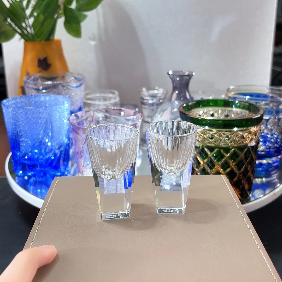 水晶玻璃吸管款k9白酒杯一对