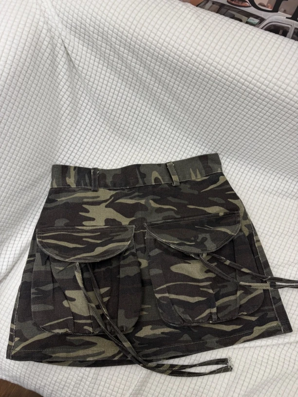 复古迷彩口袋性感低腰显瘦工装风迷你半身裙