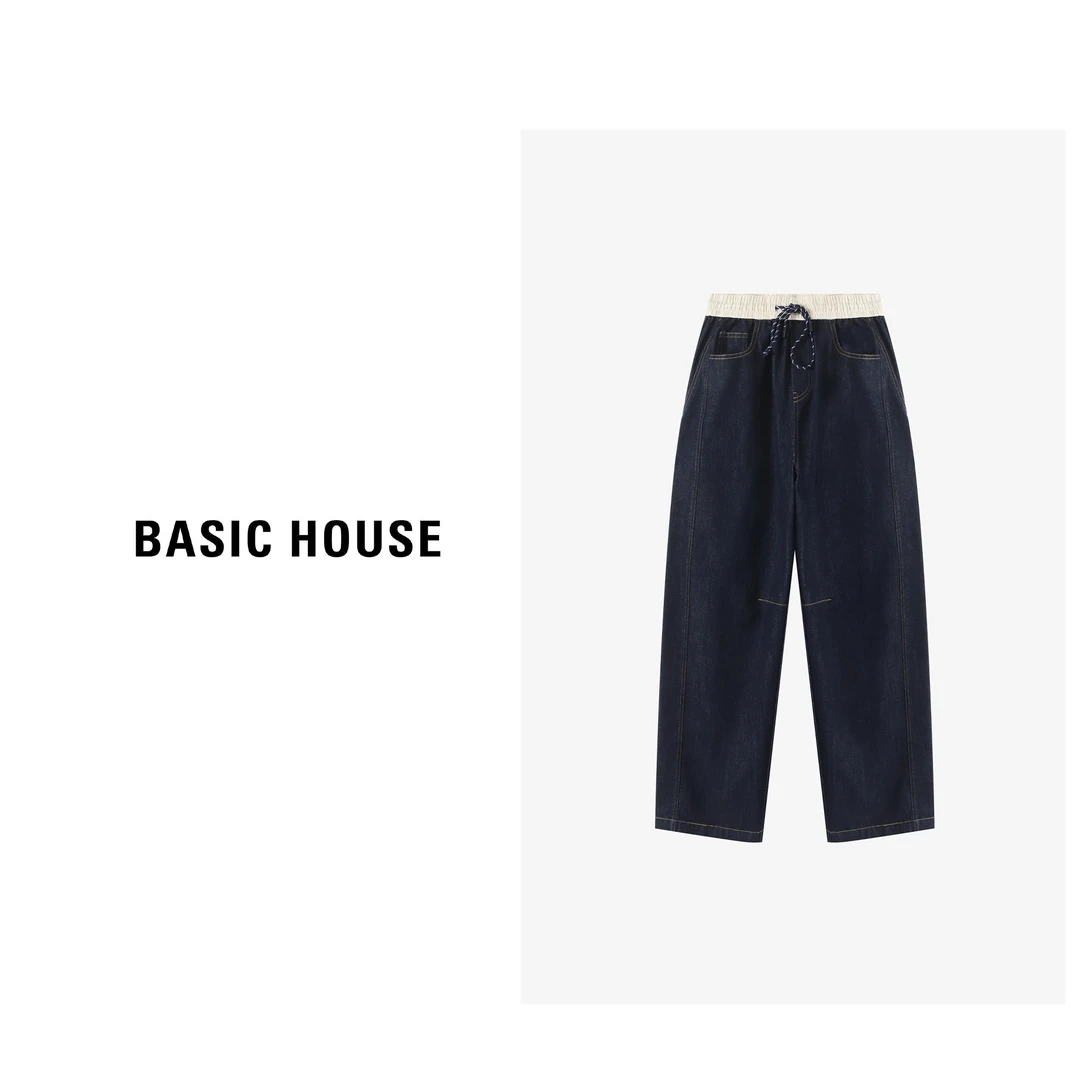 Basic House/百家好秋季女装复古丹宁直筒女牛仔长裤-B0624E53512