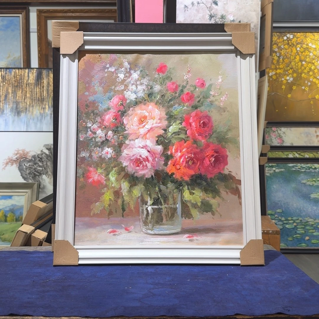 2***哥竖款纯手绘油画作品