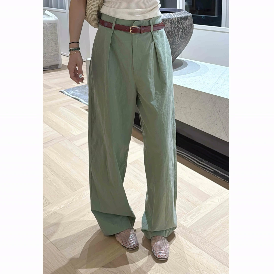 【LULU】 纸皮裤‘新款法式慵懒阔腿裤长裤  SSK11925