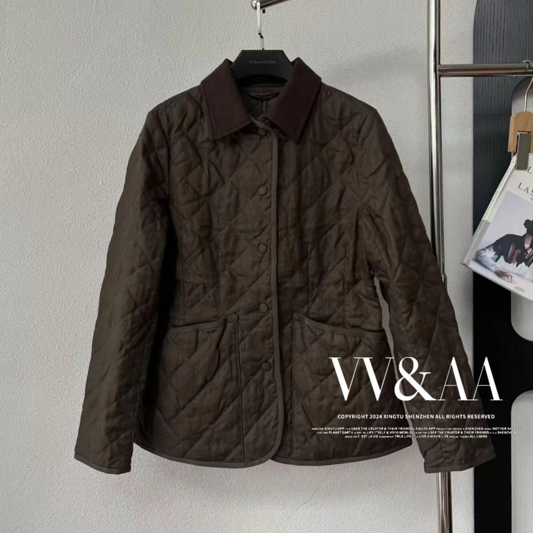 VV&AA 时尚翻领单排扣宽松百搭休闲棉服外套 ABJ4846