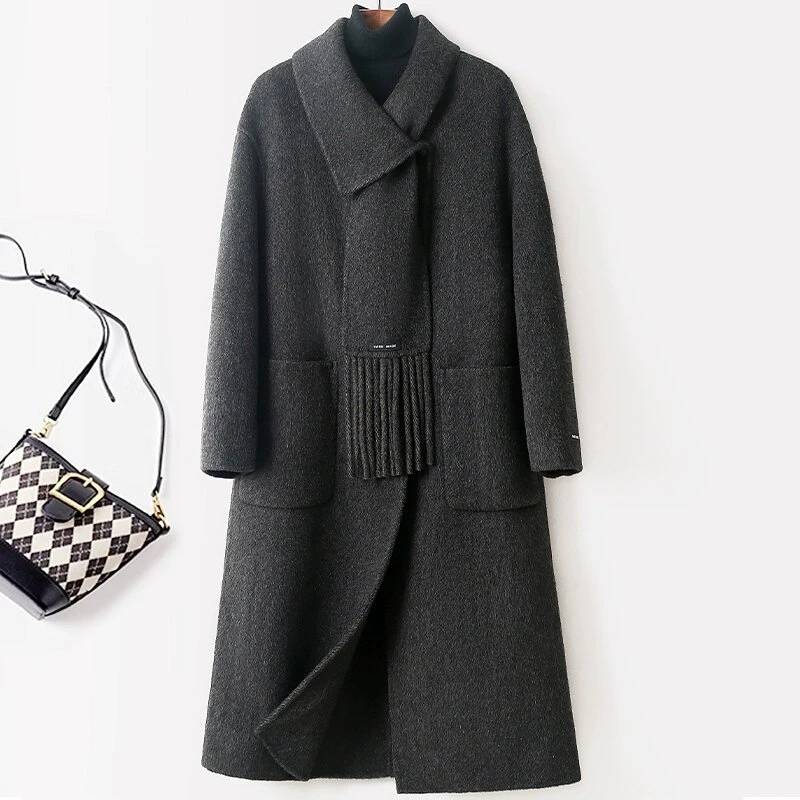 2025潮牌时尚气质双面呢洋气宽松秋冬新款双面羊绒大衣中长款显瘦