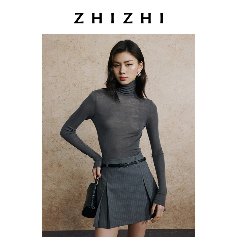 致知 武陵春 透视感全羊毛高领打底衫25新款突显曲线ZZ2EAKZN008