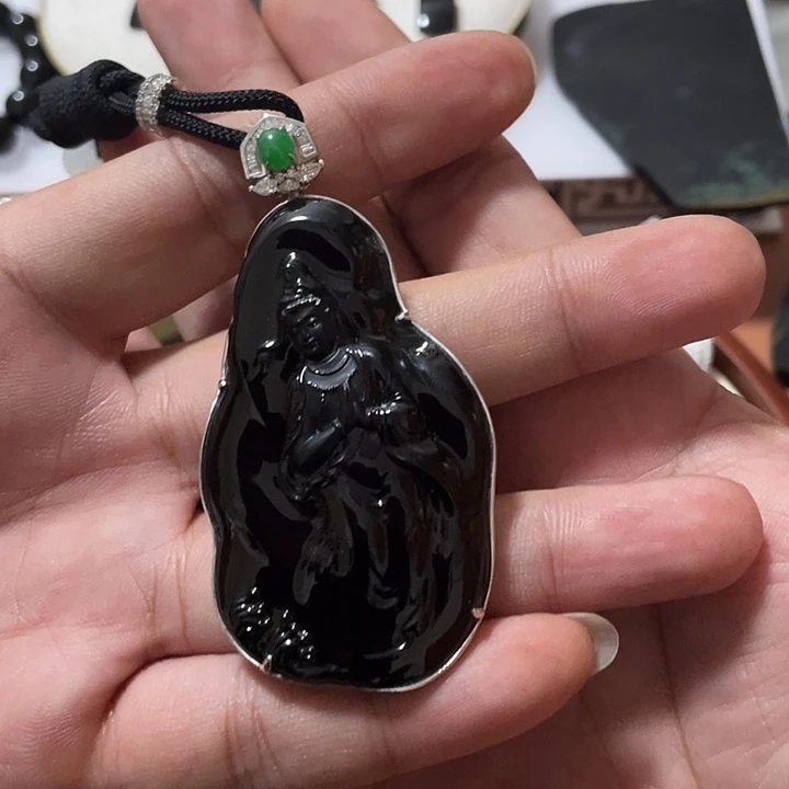神***梦翡翠18K金镶嵌颈饰翡翠