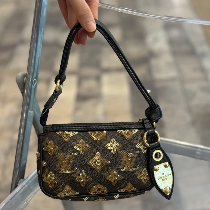 95新 LouisVuitton/路易威登 亮片走秀mini麻将手提包 绝版经典