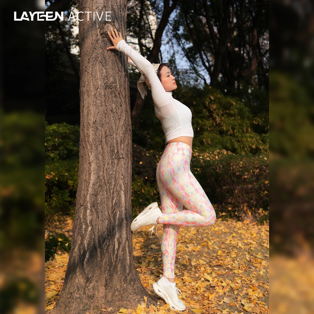 LAYEEN ACTIVE生命力花裤子 心流万花筒 9分裸感亲肤运动瑜伽健身