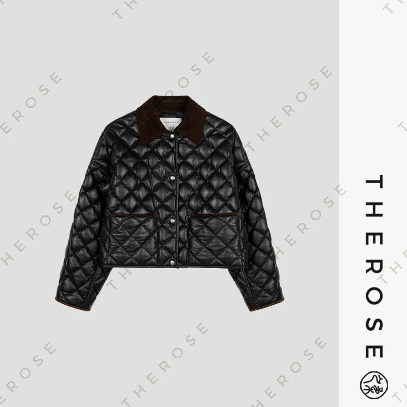 之柔【万圣之夜】西班牙进口无涂鹅绒短款外套秋冬保暖菱形格羽绒服