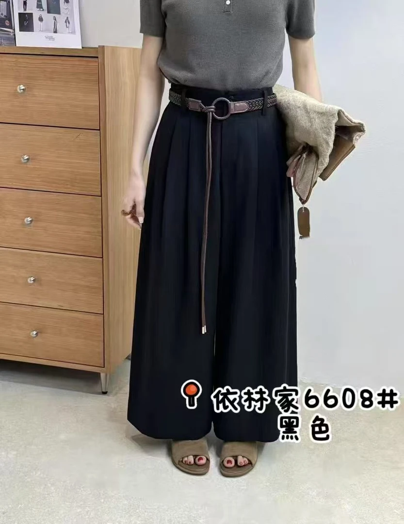 6608-AQ新款半松紧水洗阔腿裤