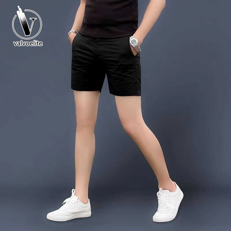 VALVOELITE夏季纯色修身三分裤男士休闲运动健身短裤薄款裤子