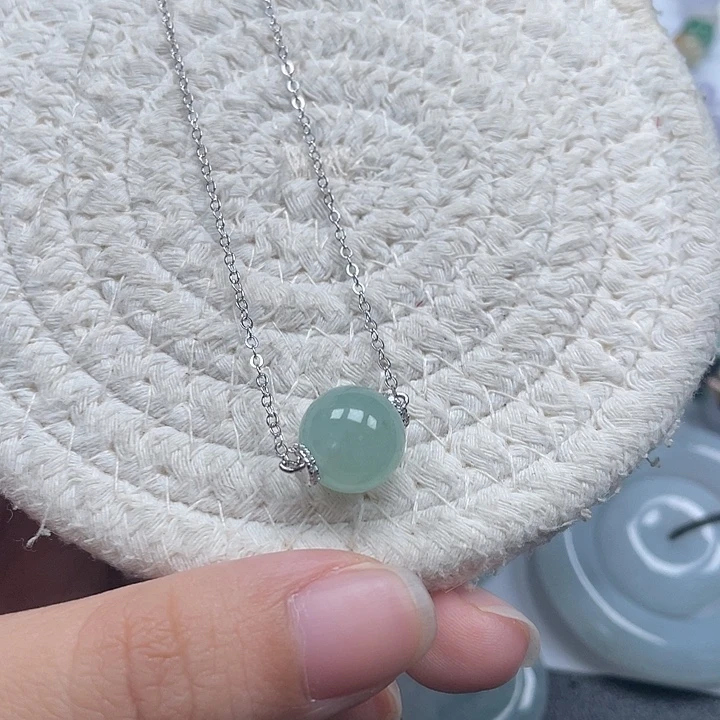 翡翠银S925镶嵌颈饰天然A货缅甸翡翠