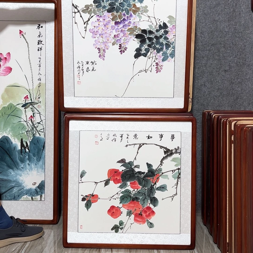 国画书画作品带框63×63