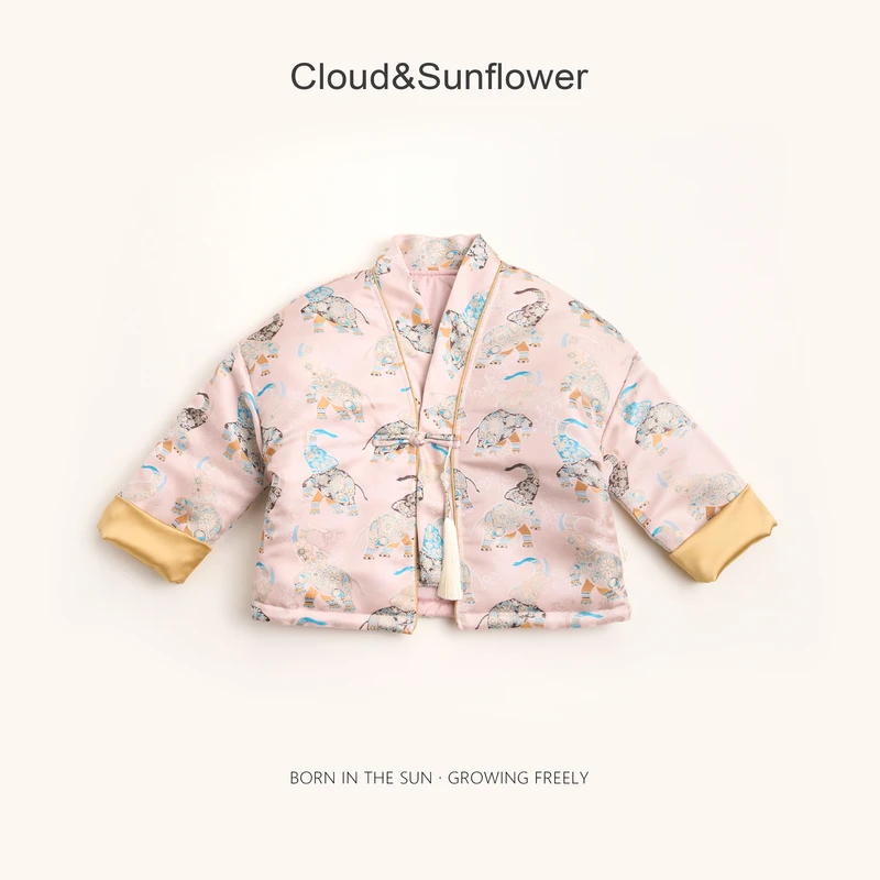 【云朵小葵】女童冬季新款满印大象中国风休闲外套1114705