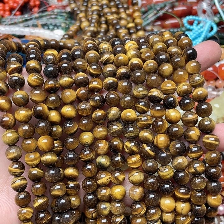 玛瑙/玉髓珠宝半成品合金一条8mm虎眼