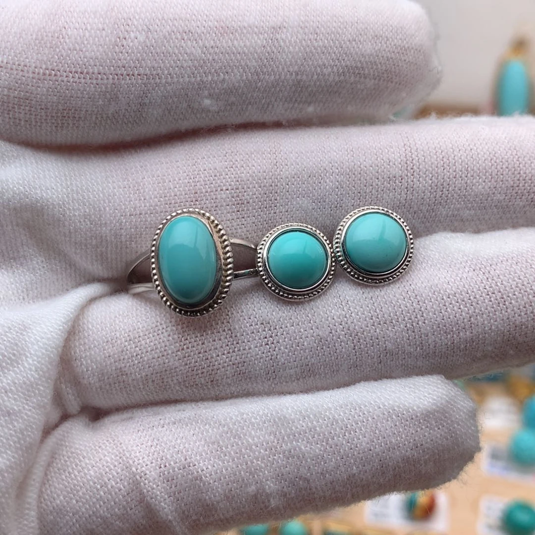 绿松石珠宝奇石银S925镶嵌