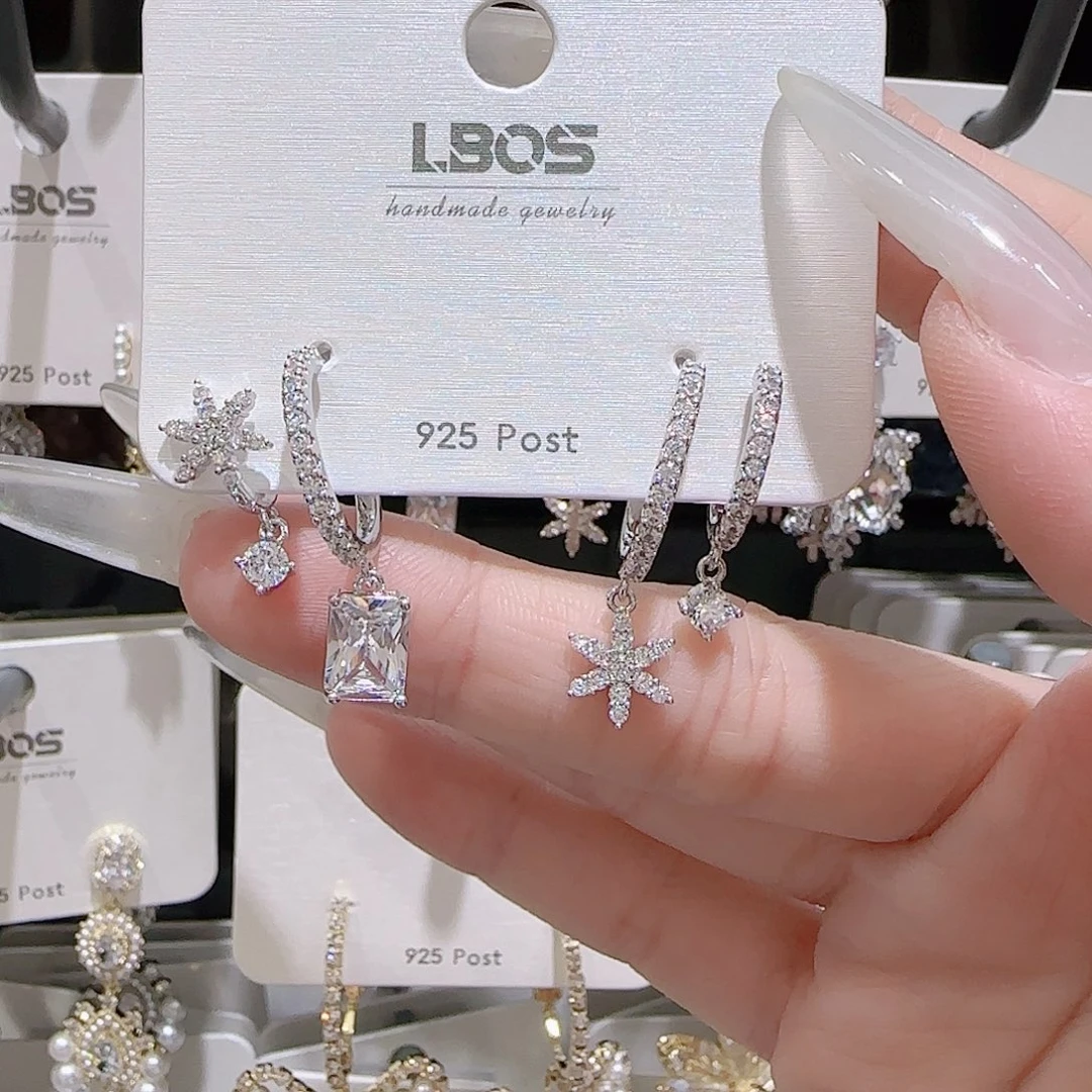 锆石铜合金925银耳环