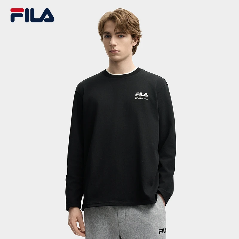FILA 斐乐官方情侣款针织长袖上衣2025秋新款时尚休闲纯棉宽松长T