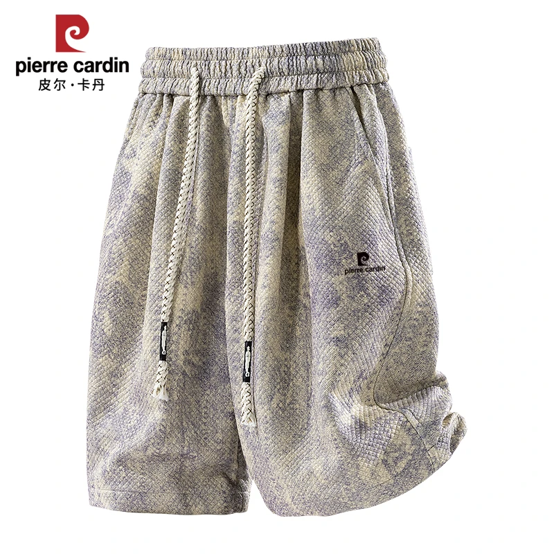 皮尔卡丹短裤男夏休闲裤子工装五分裤潮牌扎染直筒中裤情侣沙滩裤