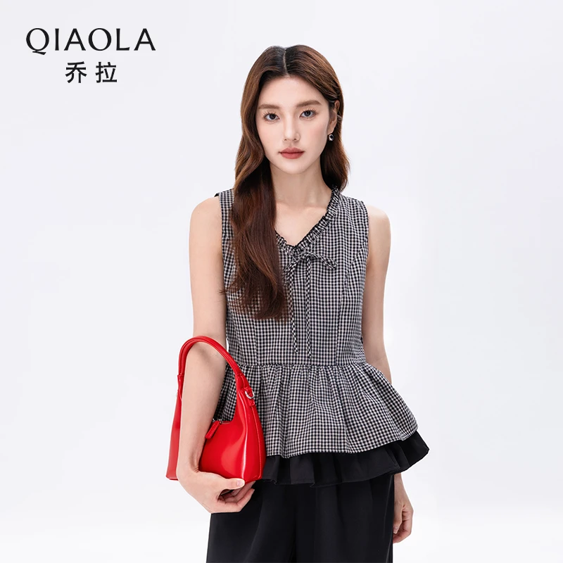 QIAOLA/乔拉【浪漫香榭】夏季新款甜美V领上衣直筒裤时尚套装预售
