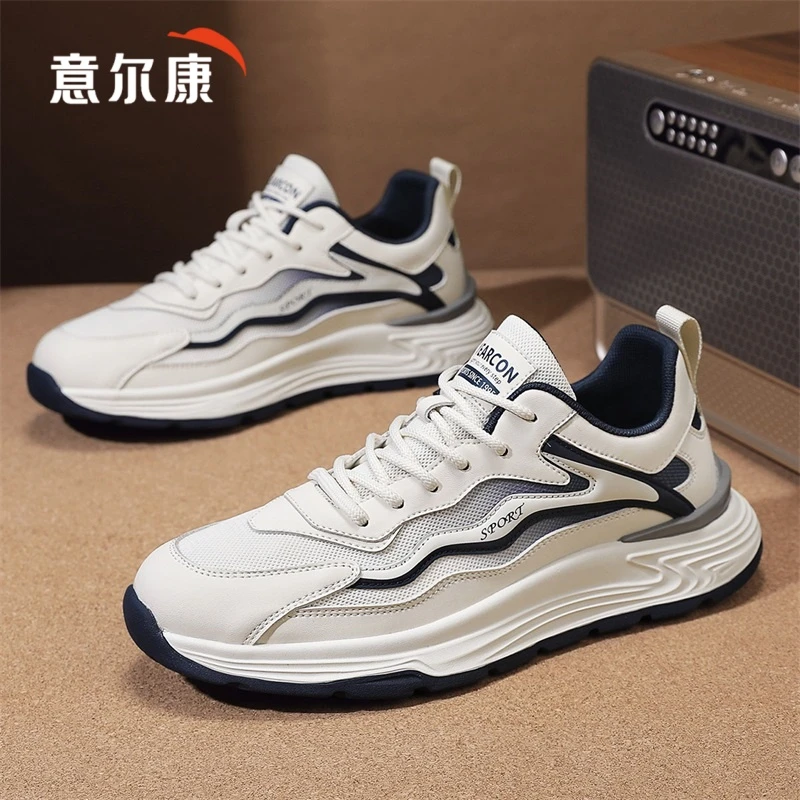 意尔康男鞋2025新款夏季网面透气厚底增高百搭休闲跑步运动老爹鞋