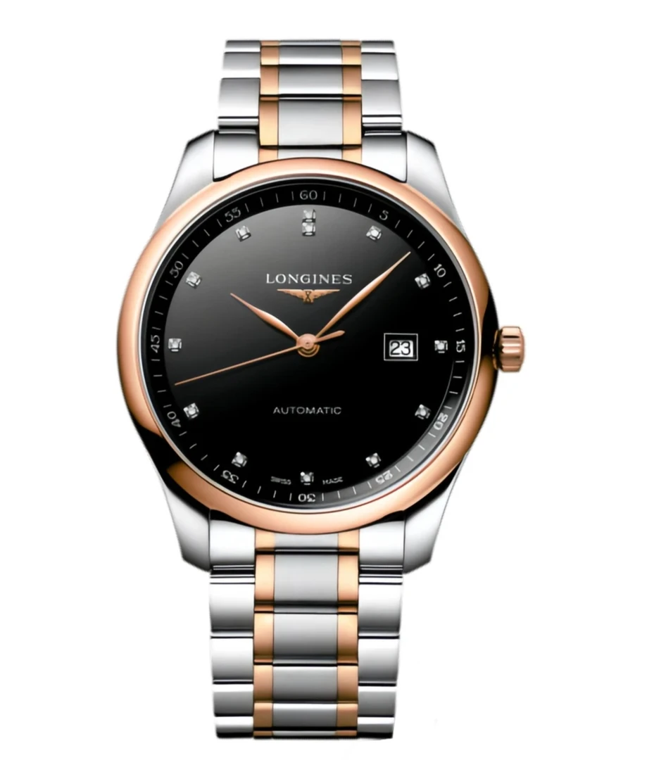 99新 Longines/浪琴 99新名匠893黑盘玫瑰金钻刻经典机械拍一不发