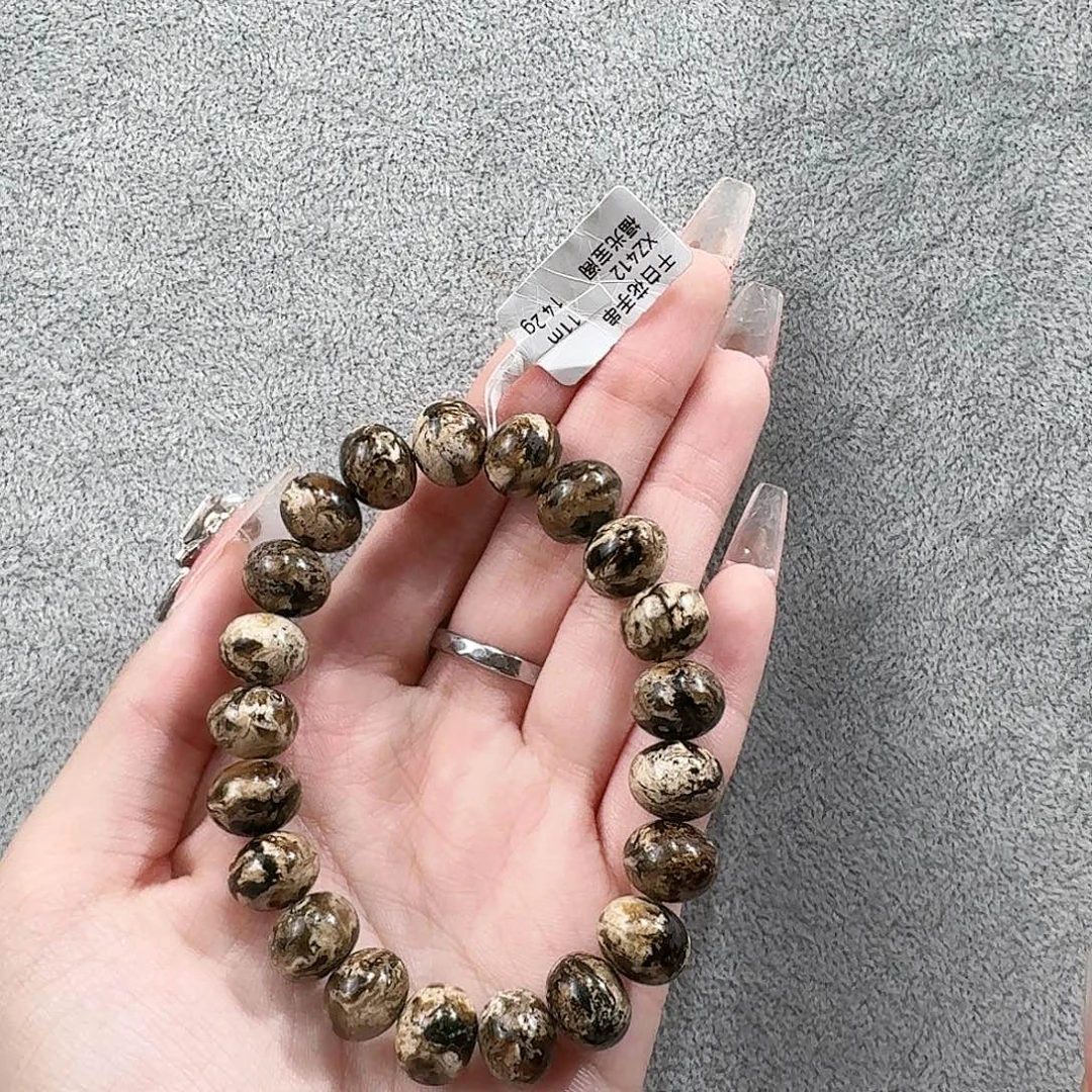 大***鹏琥珀未镶嵌手链抚顺琥珀 干白花 11m