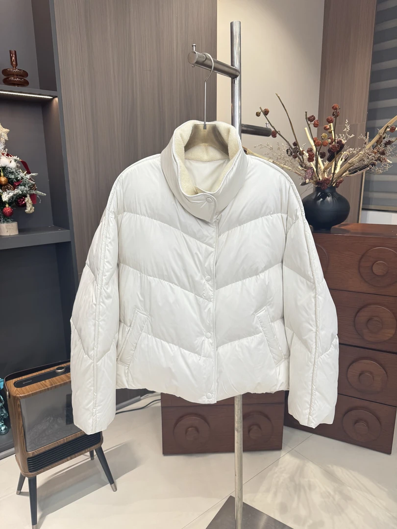 YOYO CROWN 羊毛立领90白鹅绒短款抗寒保暖显瘦羽绒服