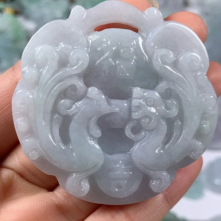 颈饰未镶嵌翡翠龙凤呈祥两面工艺福利