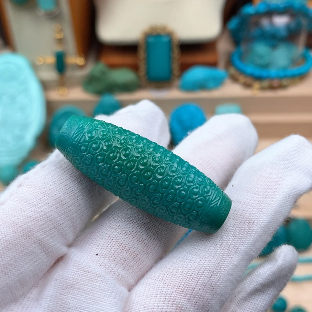 绿松石未镶嵌云纹天珠