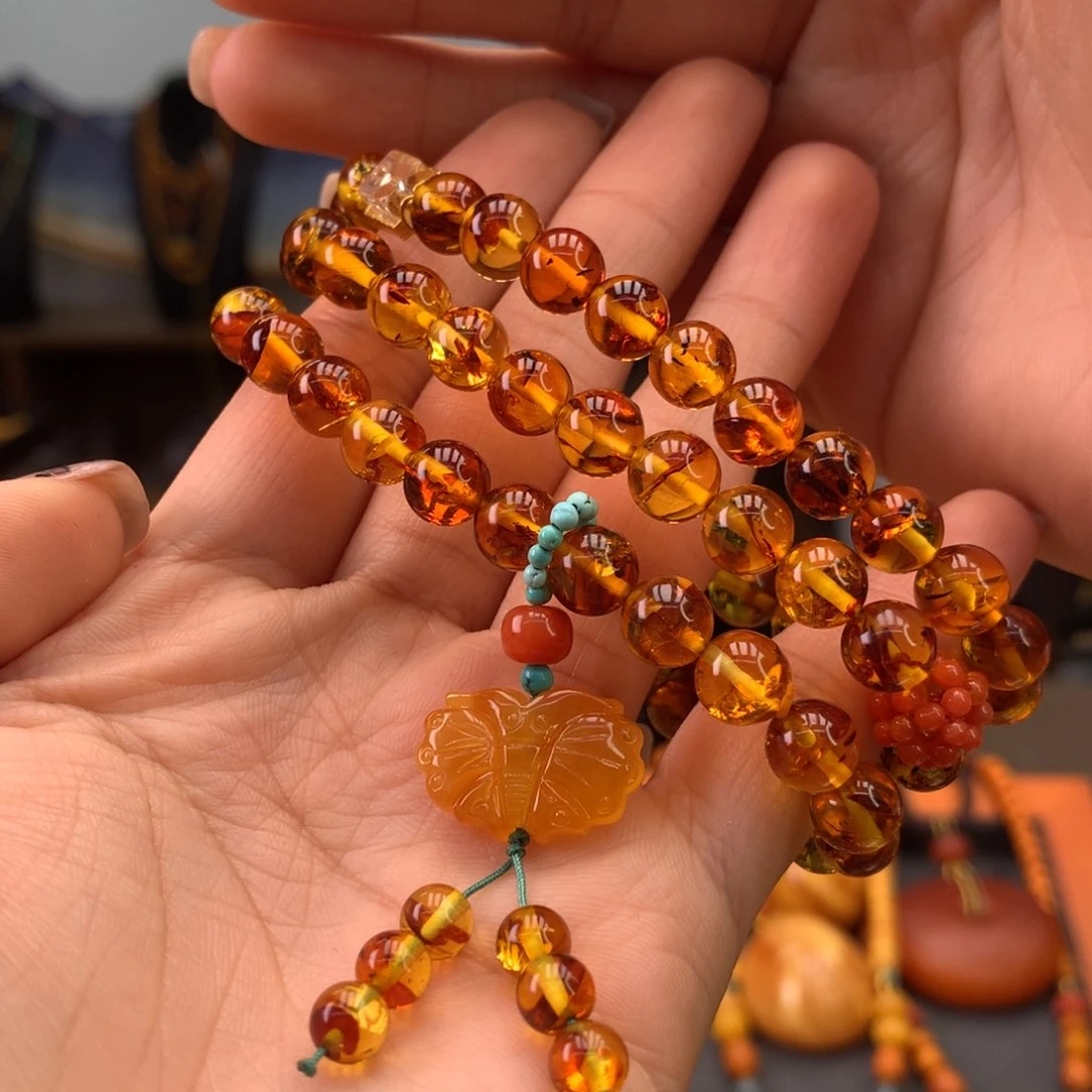 琥珀（花珀）手串未镶嵌天然