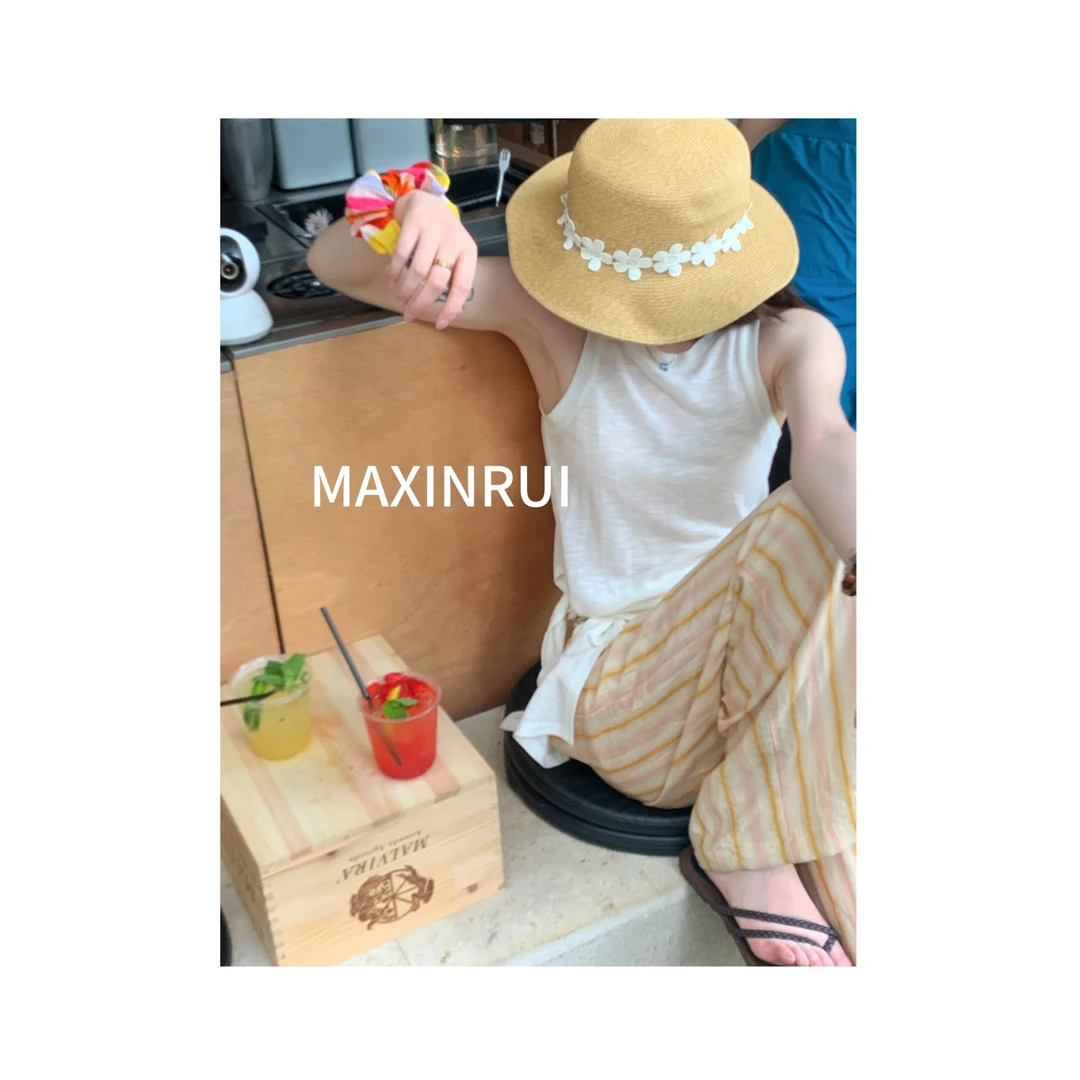 MAXINRUI 【系结背心】25ss夏季时尚感百搭无袖系结背心R8192