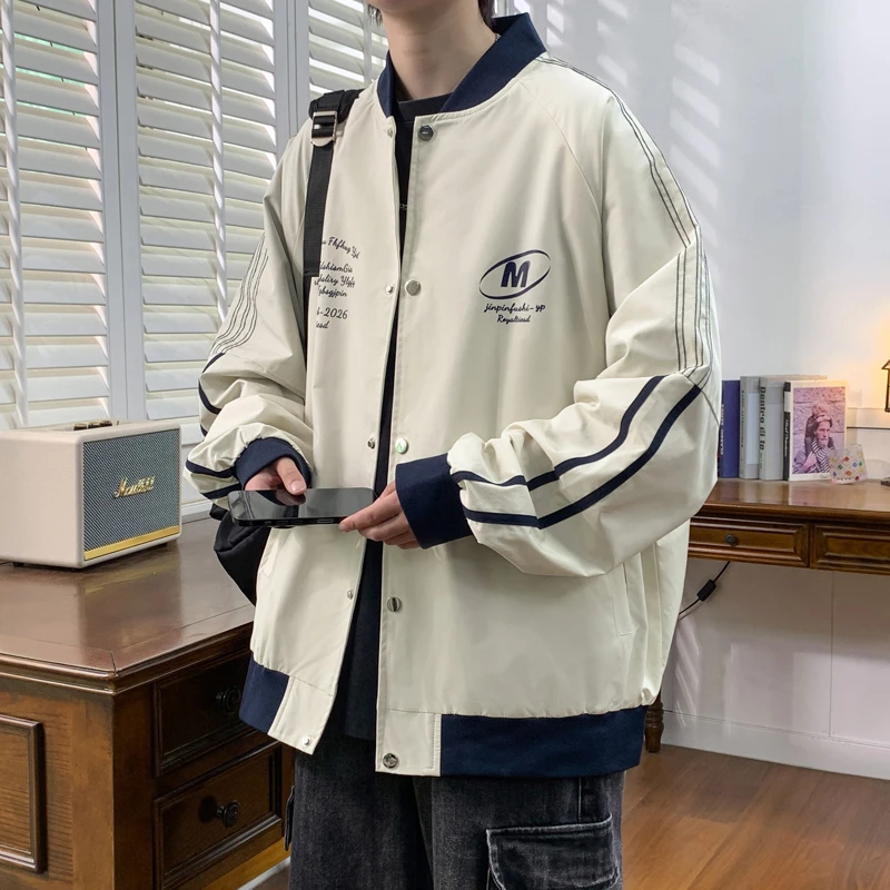 2025春季新款假两件潮流潮牌休闲宽松男生帅气青少年外套男士夹克