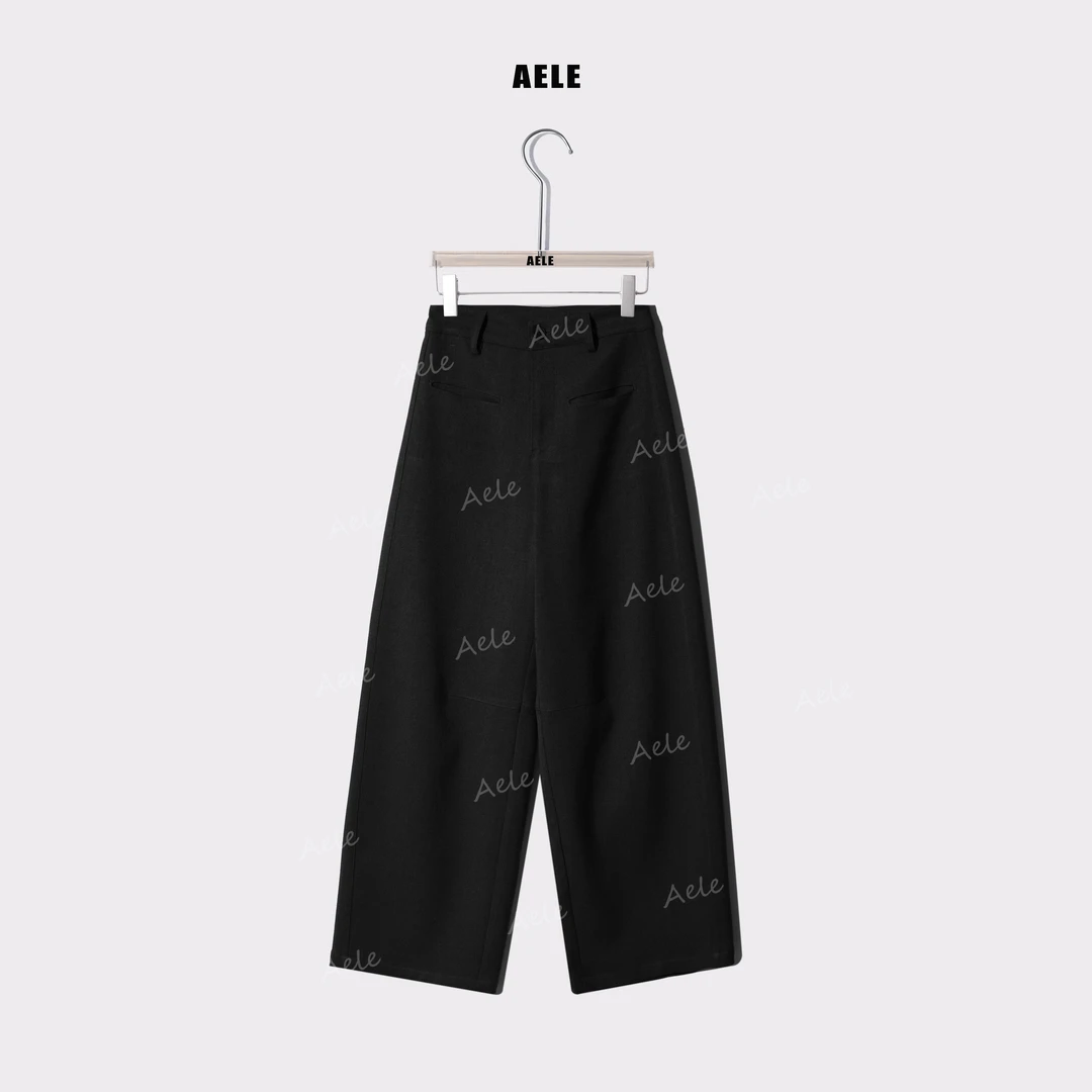 AELE松弛感极简弯刀A版高腰休闲西裤  K853 3102 AD