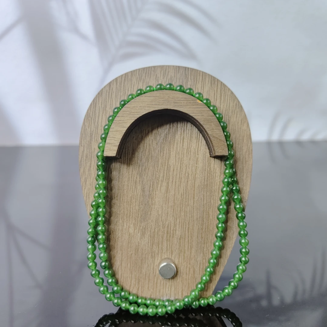 和田玉碧玉圆珠项链（卡4）6666