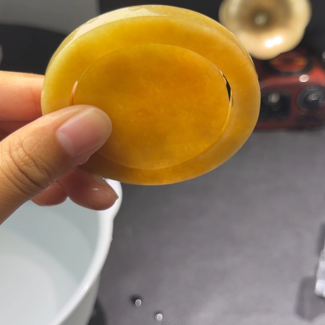 定制翡翠未镶嵌手镯满黄套装50-52圈口