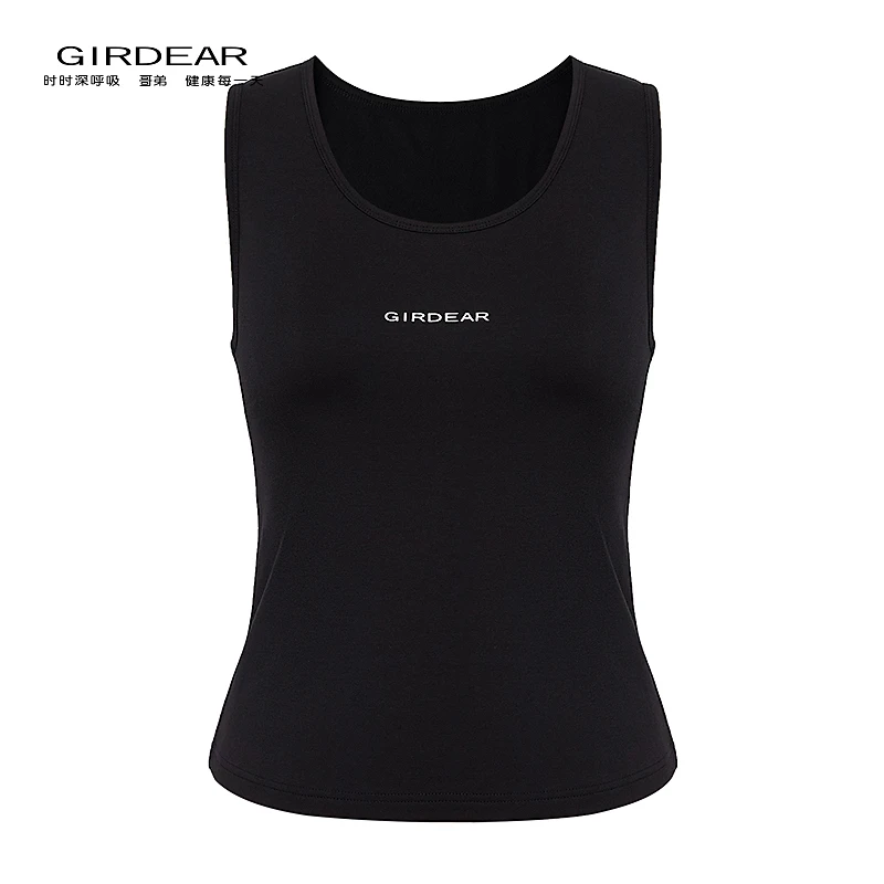 哥弟  秋冬新款女装GIRDEAR字母经典百搭U型领套头保暖背心130015